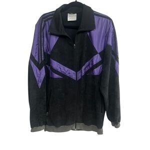 Adidas Retro Streetwear Track Jacket Black Purple Chevron 90s‎ Hip Hop XL